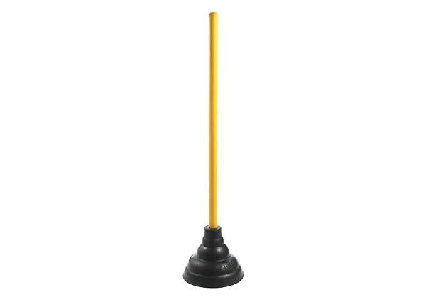 Professional Plunger 6" Flexible Black Cup, 21" Yellow Wood Handle