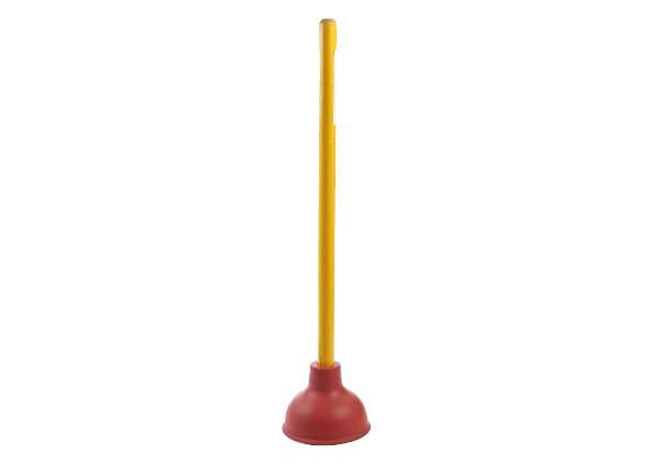 Force Cup Plunger 4.5' Red Cup, 18' Yellow Wood Handle